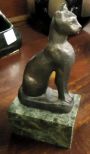 Bronze Cat on Marble Base