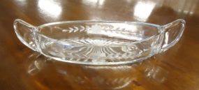 Etched Glass handled Relish Dish