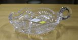 Cut Glass Single Handle Candle Dish