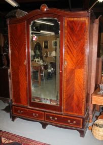 Mahogany Three Door English Armoire