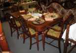 Walnut Sheraton Dining Table and 6 Chairs