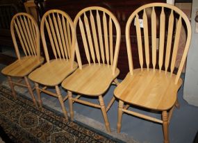 Set of Four Light Wood Kitchen Chairs
