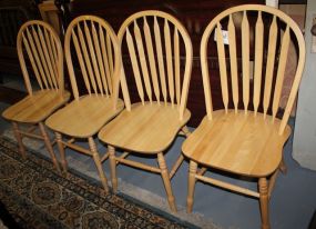 Set of Four Light Wood Kitchen Chairs