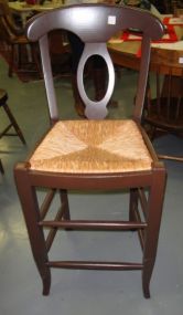 Wood Bar Stool with Wicker Seat
