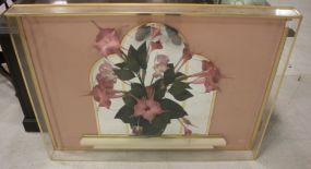 Plastic Frame Mirror with Flowers, wall decoration