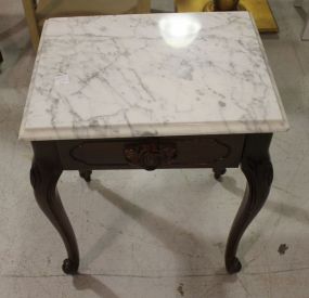 Small Queen Anne Style Marble Top Table With Drawer