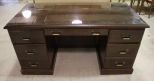 Contemporary Mahogany Glass Top Partner's Desk