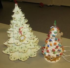 Two Ceramic Christmas Trees