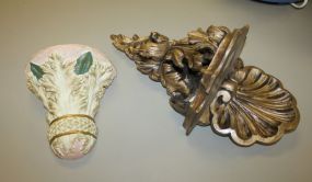 Painted Gold Ceramic Bracket and a Wood Bracket