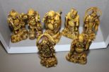 Seven Plastic Oriental Style Chess Pawns