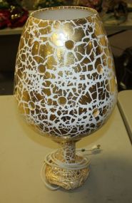 Bulbous Shape Ceramic Gold Decorated Vintage Lamp