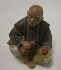 Painted Pottery Oriental Man with Cup