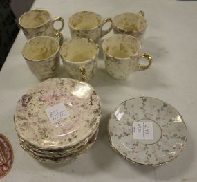 Set of Six Marbleized Demi-tesse Cups and Saucers