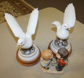 Pair of White Porcelain Dores on Base by Andrea