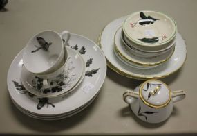 Miscellaneous Plates, Covered Sugar, 4 Matching Dinner Plates, 2 Cups and Saucers