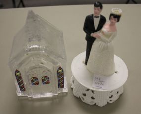 Vintage Wedding Cake Topper and Glass Church 14