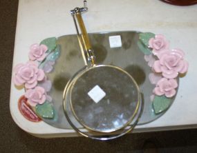 Dresser Top Mirror with applied roses 13