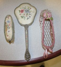 Vintage Brush, Mirror, and Wire/Lace Decorative Hanging Slipper