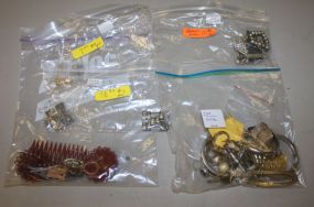 Lot of Costume Jewelry Including Buckles, Plastic Comb, etc.
