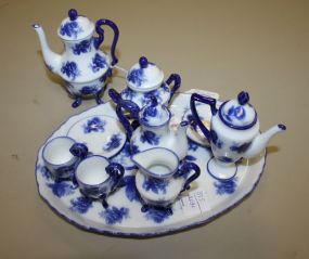 Small Blue and White Rose Tea Set