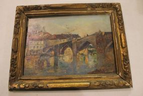 Oil on Canvas Vieux Pont Romain Signed lower right, 16