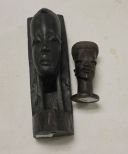 Two Carved Wood Head Figures From Tanzania
