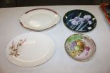 Two Knowles, Laughlin Platters, Iris Plate, and Hand Painted Fruit Bowl.