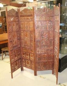 Four Section Hand carved Oriental Screen