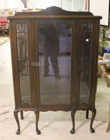 1940s China Cabinet center glass door, glass sides, and carved crest (3 shelves) 44