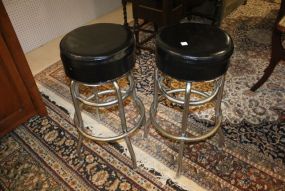 Two Chrome Swivel Bar Stools 31