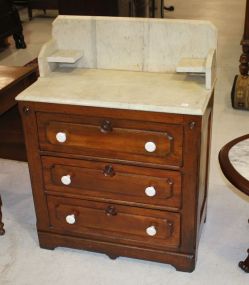 Walnut Eastlake Marble Top Washstand 30