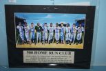 500 Homerun Club Autographed Mat Hank Aaron, Willie Mays, Frank Robinson, Reggie Jackson, Mickey Mantel, Ted Williams, Eddie Mathews, and Ernie Banks, serial: A216501