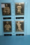 Sheet of Four 23Kt Gold Collector Cards Tris Speaker, Willie Stargell, Luis Tiant, and Honus Wagner.