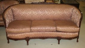 French Style Carved Sofa carved rail, three cushions, good condition, 73