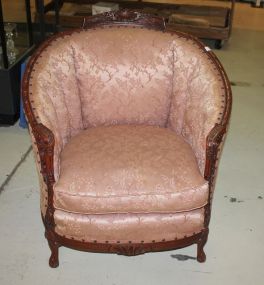 French Style Carved Barrel Back Chair carved chest ladies parlor chair with cushion, 33