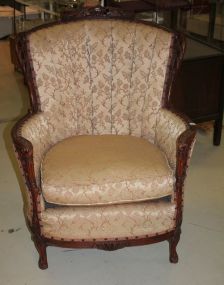 French Style Carved Gents Parlor Chair channel back, single cushion, 32