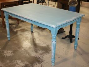 Aqua Painted Distressed Farm Table 35