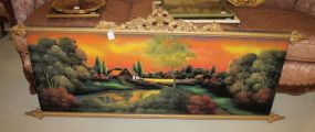 Vintage Noyer Painted on Velvet Picture of Country Scene 55