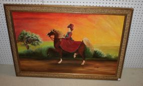 1991 Oil Painting of Lady on Horse 40