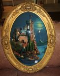 Reverse Oil Painting of Castle at Belgium copyright 1917, 18
