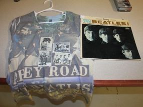 Beatles Collectible Items Beatles First Album, Print autographs of the four members on cards, Beatles shirt (1x)