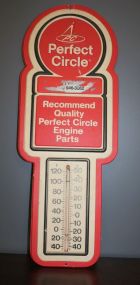 Perfect Circle Wall Thermometer Auto parts advertisement, Plastic, 27