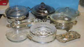 Group of Four Silver Tone Vegetable Servers and a Bristol Silverplate Tray