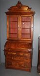 Burl Walnut Victorian Cylinder Roll Desk