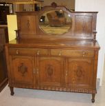 Oak Sideboard with Beveled Mirror