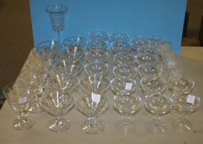 Group of Various Stem Glasses Sherbets, Champagnes, and Cut glass. Total 40 pieces.
