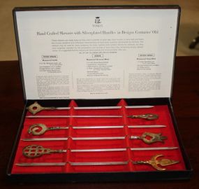 6 Handcrafted in Turkey Silverplate Skewers In original Box