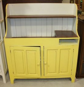 Reproduction Yellow with Brown and White Accents Dry Sink