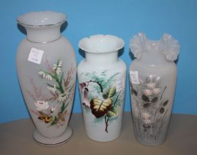 Three Bristol Glass Vases