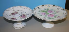 Two Hand Painted Porcelain Compotes